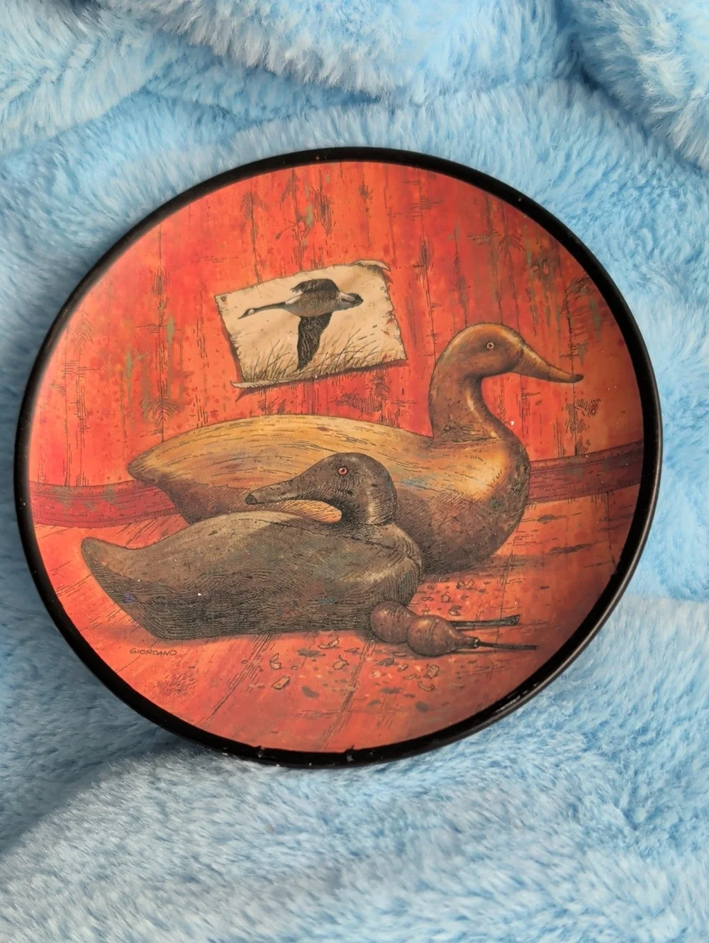 Decorative Duck Wall Plate in Red and Brown Tones